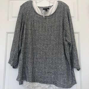 NWT Gray Knit Blouse with Lace Trim Cami (3X)